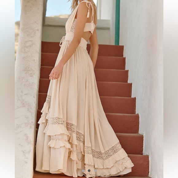 Free People Santa Maria Maxi Dress in Summer Khaki NWOT - Picture 2 of 6